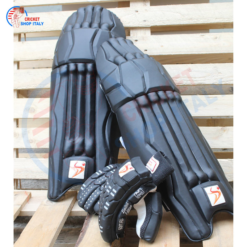 ds batting pads and gloves black 